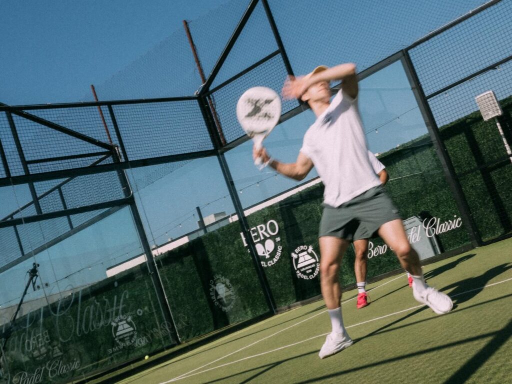 A player competing at the Bero Padel Classic, highlighting the celebrity trend and showing exactly why is padel so popular right now.